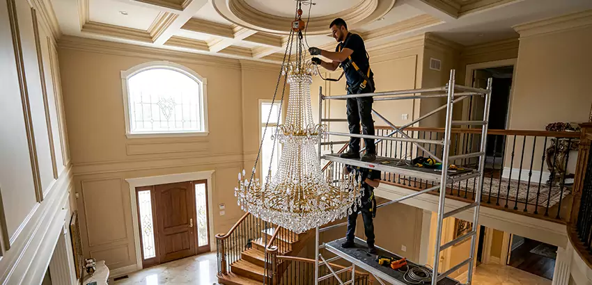 Two-Story Foyer Chandelier Installation in Bessemer